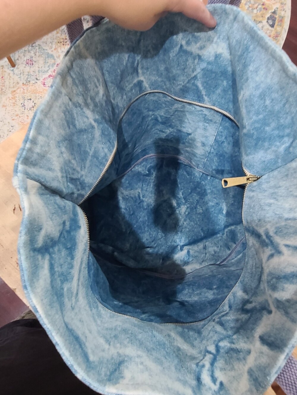Immodest Cotton Large East West Zippered Tote Acid Wash Denim - Picture 11 of 16